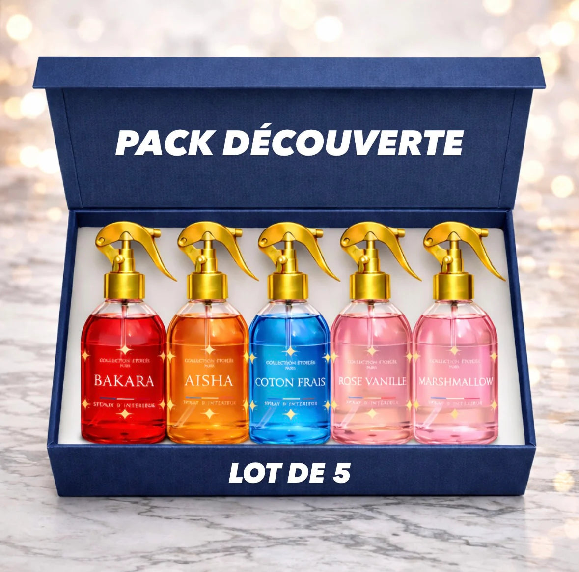 Lot de 5 spray textile – Collection étoilée (5€ l’unité)