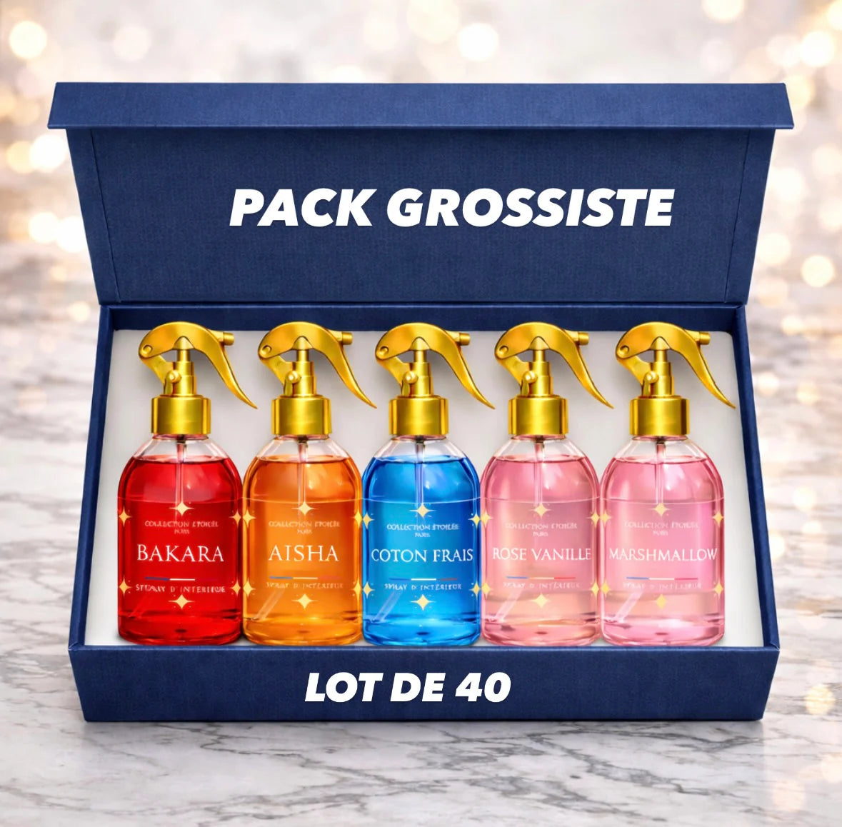 Lot de 40 spray textile – Collection étoilée (3,50€ l’unité)